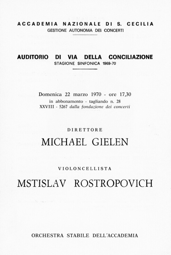 programma, Accademia Nazionale di S.Cecilia, Roma